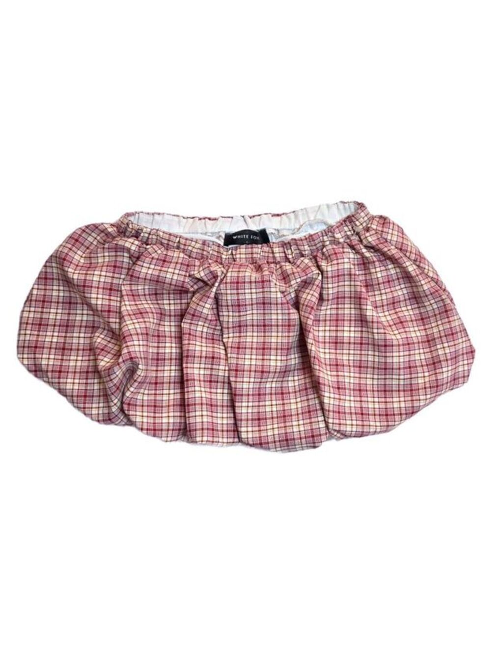 White Fox Boutique Red Plaid Bubble Skirt Y2K Coquette Mini Skort Small